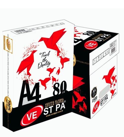 A4 - Vestpa 80 gr Beyaz A4 Fotokopi Kağıdı 1 Koli (2500 Adet)