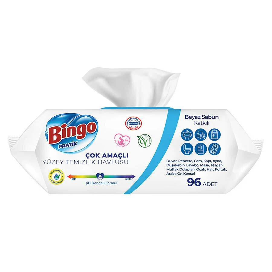 Bingo Yüzey Temizleme Havlusu Beyaz Sabun Kokulu 96 Yaprak